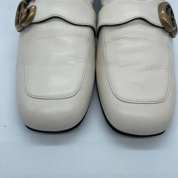 Gucci Mystic white leather Malaga Kid GG Marmont Loafers 41 - Picture 4 of 11